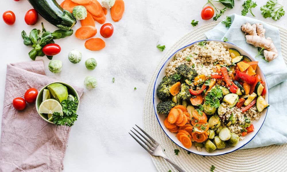 Flat-lay Photography of Vegetable Salad on Plate
